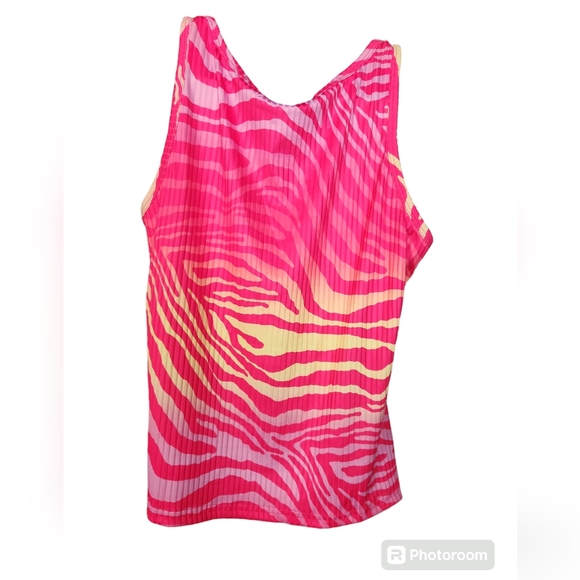 Zebra Print Colorful Ribbed Tank - Picture 2 of 6